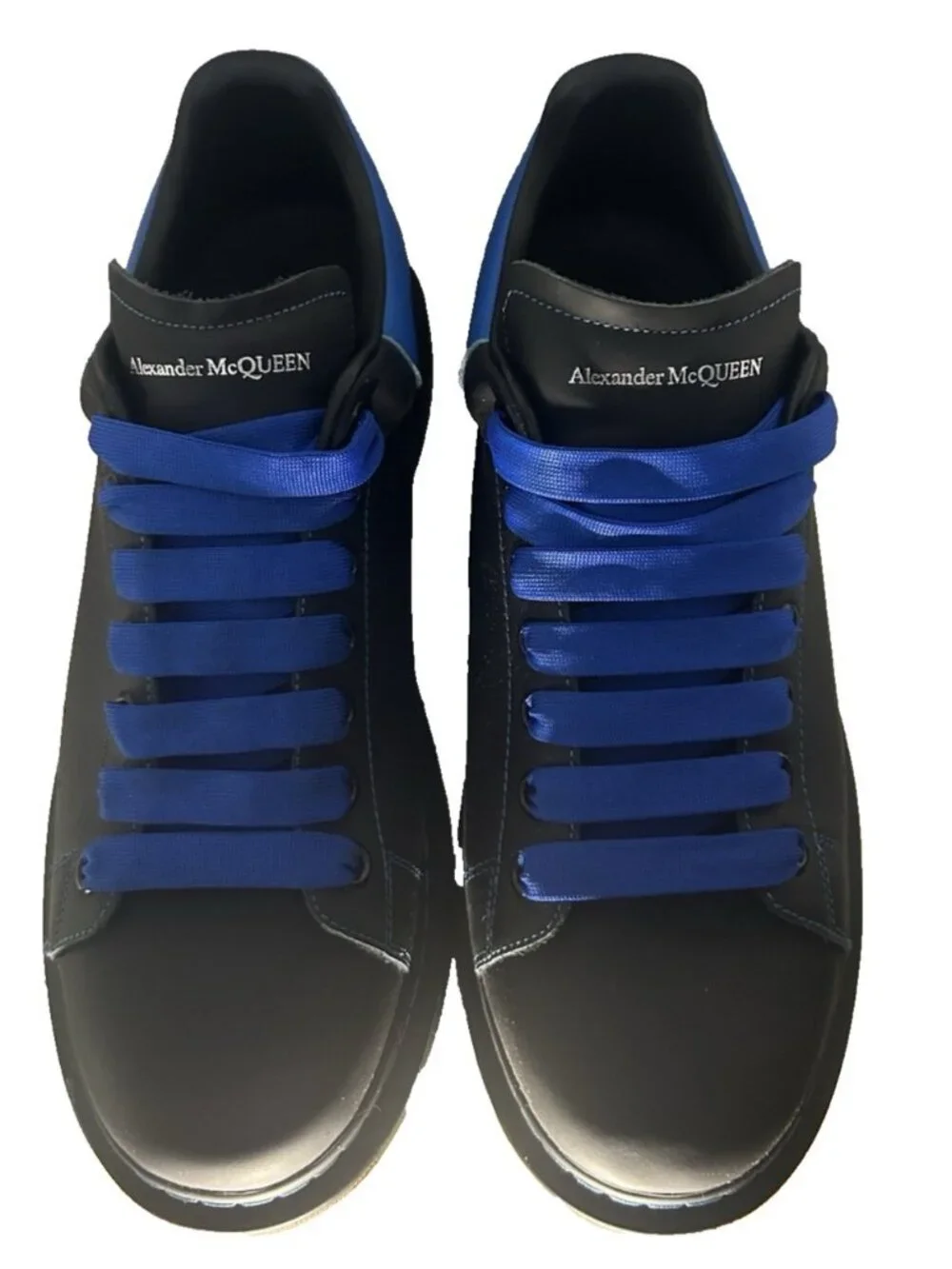 Alexander McQueen Oversized Sneaker Black Royal Blue Low Top Shoes Size 45 US 12